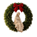 Nossa Senhora com Rosário e Laço Vermelho 33cm - Santo Floral®