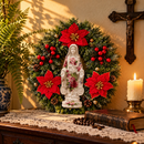 Imaculado Coração de Maria com Florais Vermelhos 40cm - Santo Floral®