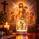 Luminária Infantil Jesus Cristo e Crianças  - Lumifé®
