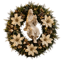 Sagrado Coração de Jesus com Florais Dourados 30cm - Santo Floral®