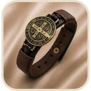 Pulseira Medalha de São Bento em Couro®