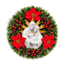 Sagrada Família Resplendor com Florais Vermelhos 40cm - Santo Floral®