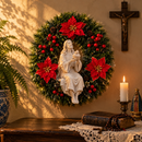 Sagrado Coração de Jesus com Florais Vermelhos 40cm - Santo Floral®