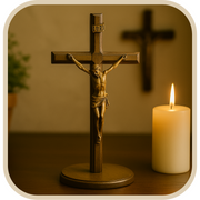Crucifixo Clássico de Mesa 20cm – Cristo em Madeira e Bronze