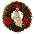 Nossa Senhora com Rosário e Florais Vermelhos 40cm - Santo Floral®