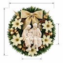 Sagrada Família Sentada com Florais Dourados 30cm - Santo Floral®