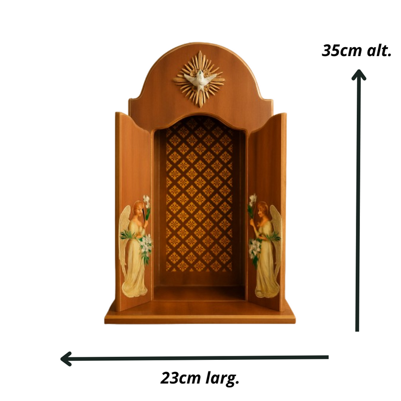 Oratório Paz Sagrada - Marrom Tratado  - Imagens de até 22cm®