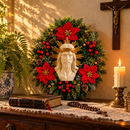Santa Face de Jesus com Florais Vermelhos 40cm - Santo Floral®