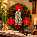 Sagrada Família Marmorizada com Florais Vermelhos 40cm - Santo Floral®