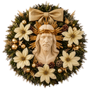 Santa Face de Jesus com Florais Dourados 30cm - Santo Floral®
