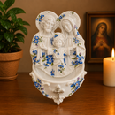 Porta Água Benta Sagrada Família Floral em Resina®