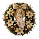 Nossa Senhora com Rosário e Florais Dourados 30cm - Santo Floral®