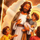 Luminária Infantil Jesus Cristo com Anjinhos  - Lumifé®