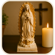 Imagem Nossa Senhora de Guadalupe Perolado e Dourado 20cm