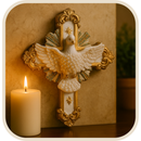 Imagem Divino Espírito Santo em Cruz 22cm - Decoração com Fé®