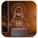 Luminária Abajur Sagrado Coração de Jesus - Fé que Ilumina®