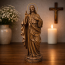 Imagem Sagrado Coração de Jesus em Resina Efeito Madeira 25cm - Decoração com Fé®