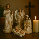 Presépio Sagrada Família Dourado e Branco Perolado 20cm®