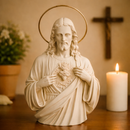 Imagem Busto Sagrado Coração de Jesus 20cm Marfim C/ Auréola - Decoração com Fé®