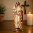 Imagem São José e Menino Jesus 20cm Resina - Decoração com Fé®