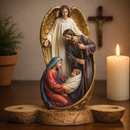 Imagem Castiçal Sagrada Família 23cm Resina - Decoração com Fé®