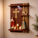 Móvel Oratório Amadeirado e Dourado com Iluminação®