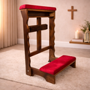 Genuflexório Dobrável em Madeira Maciça Crucifixo Esculpido®