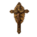 Crucifixo de Parede Madeira com Acabamento Dourado 30cm®