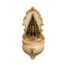 Porta Água Benta Nossa Senhora Aparecida Dourada em Cerâmica®