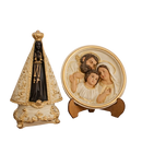 Kit Imagem Nossa Senhora Aparecida 22cm + Adorno Sagrada Família - Decoração com Fé®