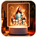 Luminária Jesus Cristo com Cordeirinhos  - Lumifé®