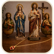 Kit Água Benta Sagrado Coração de Jesus e Maria