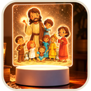 Luminária Infantil Jesus Cristo e Crianças  - Lumifé®
