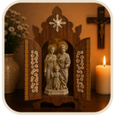 Kit Capela com Iluminação + Imagem Sagrada Família Marmorizada 30cm®