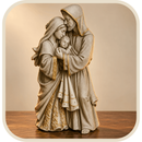 Imagem Sagrada Família Marmorizado 30cm - Decoração com Fé®