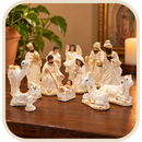 Presépio Completo 14 Peças Branco Perolado e Dourado®