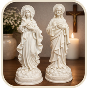 Imagens Sagrado Coração de Jesus e Maria em Resina 20cm