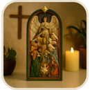 Quadro Presépio Sagrado Alto Relevo 40cm®