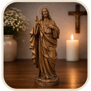 Imagem Sagrado Coração de Jesus em Resina Efeito Madeira 25cm - Decoração com Fé®