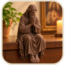 Imagem Jesus Cristo em Oração Marrom 15cm - Borda Santa ®