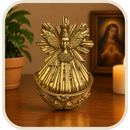 Porta Água Benta Divino Espírito Santo Dourado em Resina®