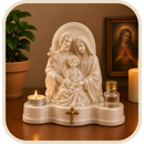 Kit Porta Água Benta Sagrada Família + Vela e Frasco®