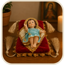 Imagem Menino Jesus 15cm + Manjedoura Almofada - Decoração com Fé®