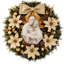 Sagrada Família Resplendor com Florais Dourados 30cm - Santo Floral®