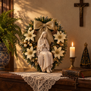 Nossa Senhora em Oração com Florais Dourados 30cm - Santo Floral®