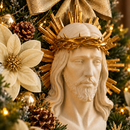 Santa Face de Jesus com Florais Dourados 30cm - Santo Floral®