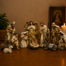 Presépio de Natal Dourado 20cm com 11 Peças em Resina®