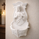 Porta Água Benta Sagrado Coração de Jesus 40cm em Pó de Mármore®