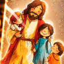 Luminária Infantil Jesus Cristo com Crianças  - Lumifé®