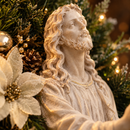 Sagrado Coração de Jesus com Florais Dourados 30cm - Santo Floral®